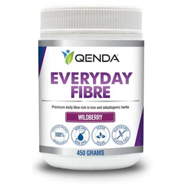 Qenda Everyday Fibre supplement container on a white background