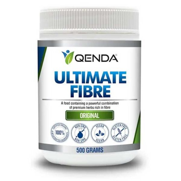 Qenda Ultimate Fibre Original supplement container on a white background