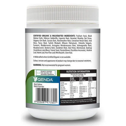 White supplement container with nutritional information label on a white background