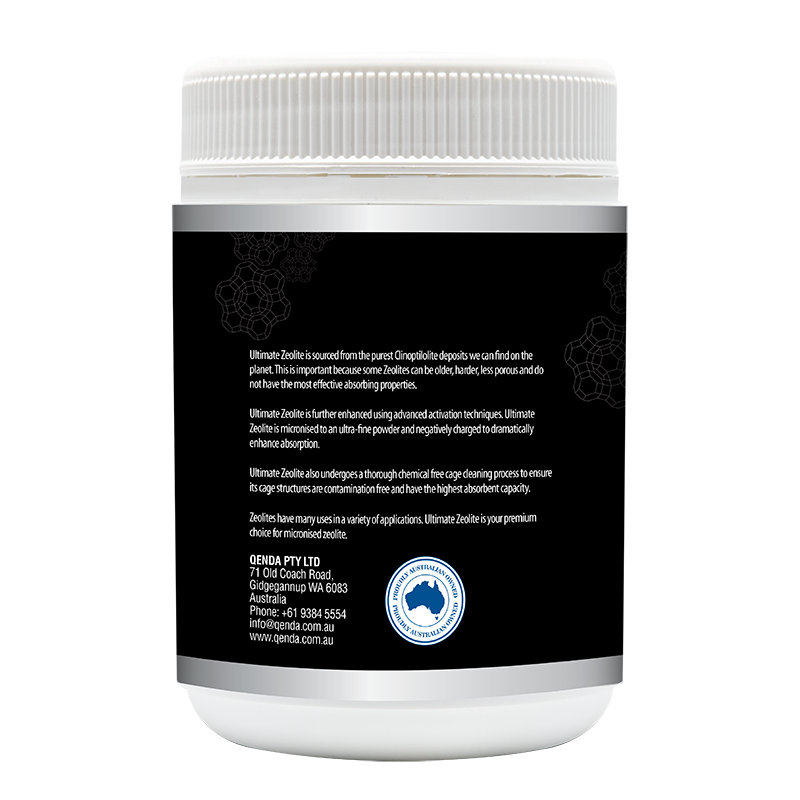 White container with black label on a white background