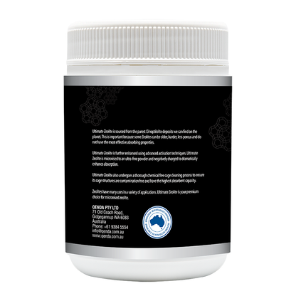 White container with black label on a white background